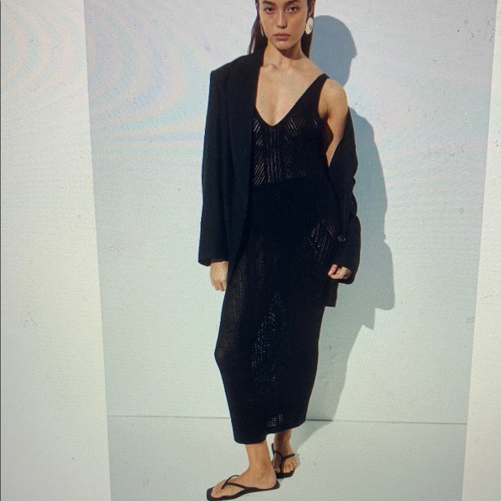 Black Sheer Crochet Maxi Dress